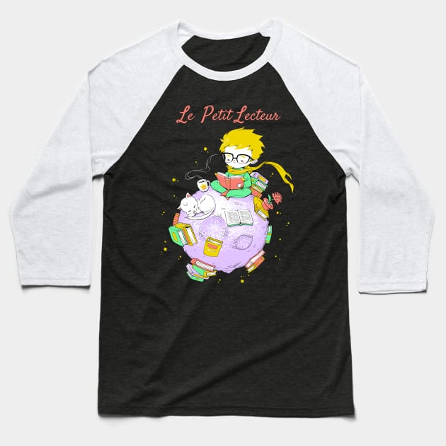 Le Petit Lecteur - The Little Reader Baseball T-Shirt by Tobe_Fonseca